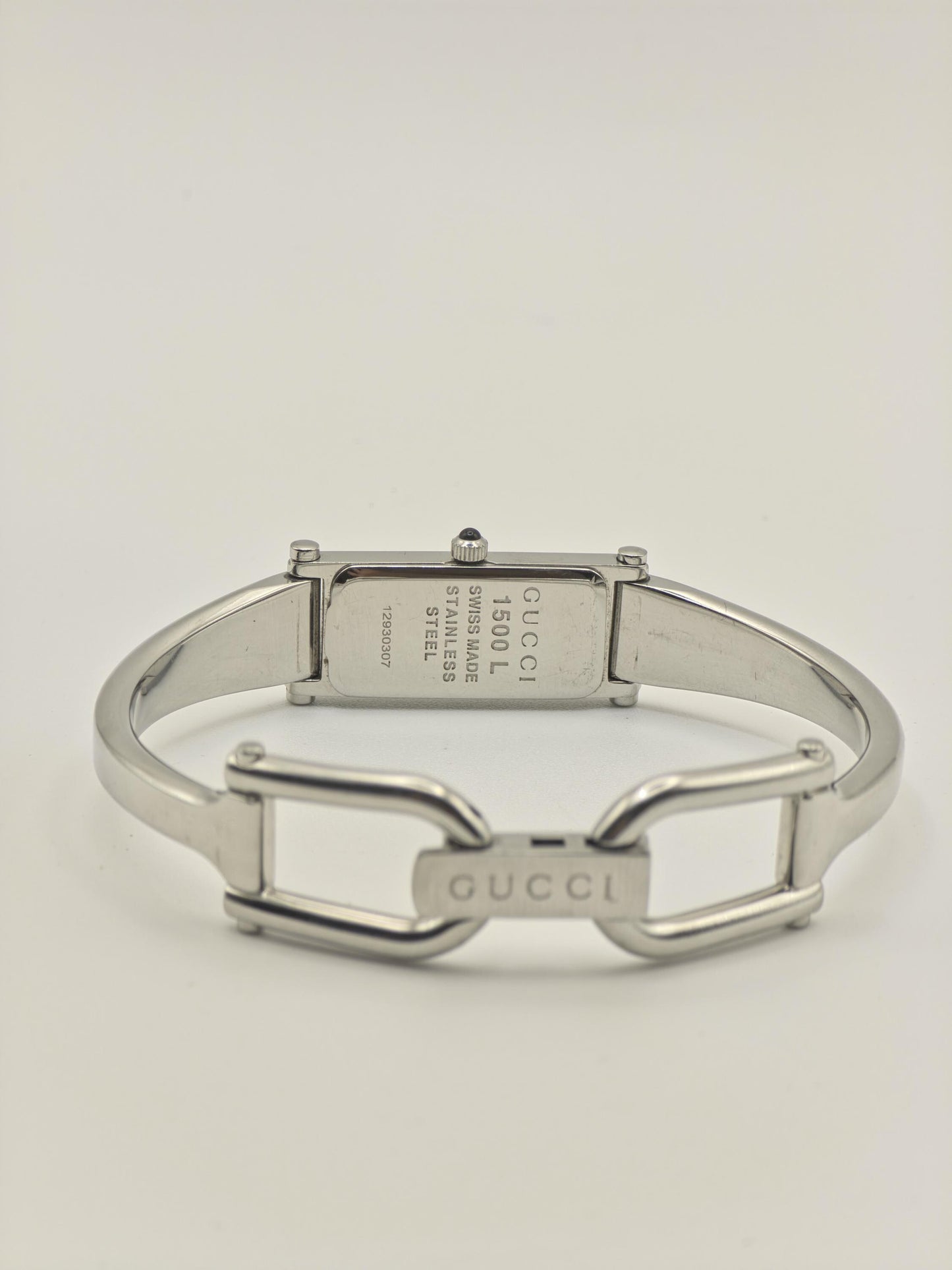 Gucci 1500L Quartz Watch Black Dial Diamond Bangle Bracelet Women Swiss - 273