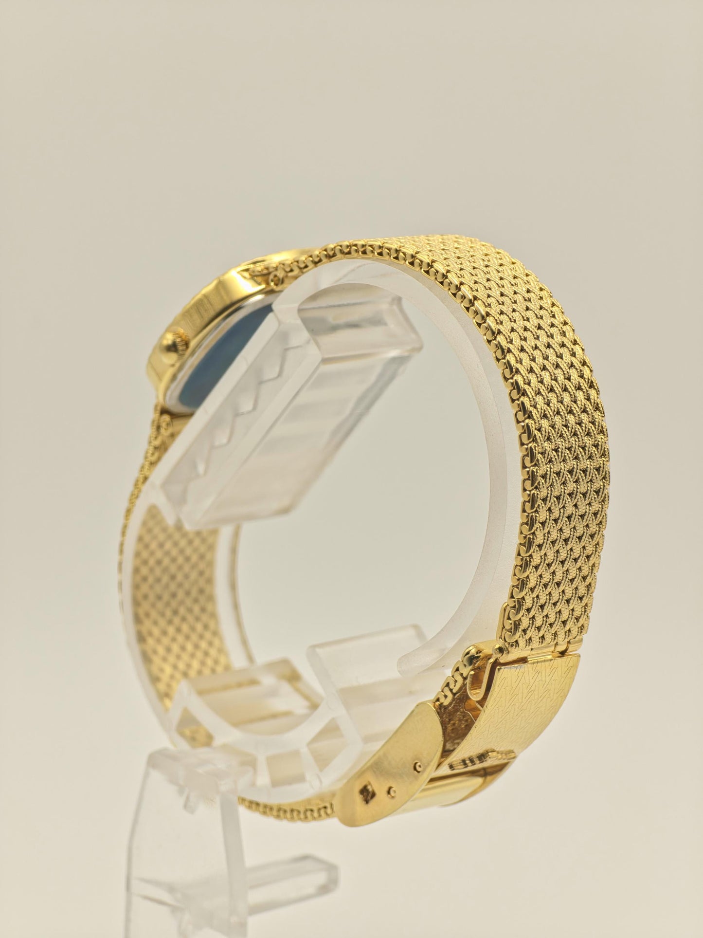 Longines Quartz Watch Gold Dial Square Case Mesh Bracelet Women Swiss Vintage - 274