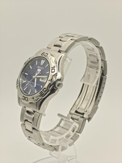 Seiko 5 Sports Automatic Watch Blue Dial Day-Date 100M Men Japan - 275