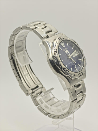 Seiko 5 Sports Automatic Watch Blue Dial Day-Date 100M Men Japan - 275