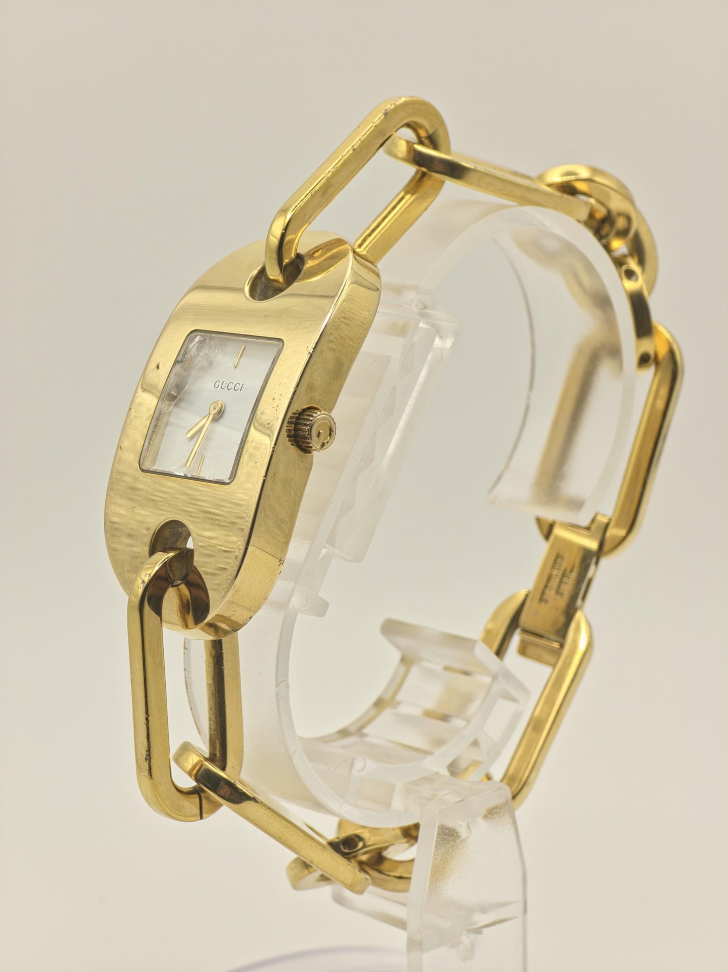 Gucci 6155L Quartz Watch White Dial Gold Tone Women Swiss Vintage - 276