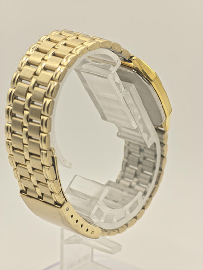 Citizen Forma Quartz Watch Gold Dial Gold Tone Square Case Men Vintage- 282