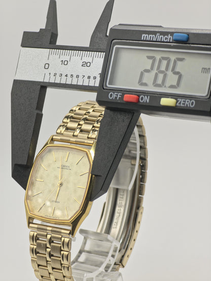 Citizen Forma Quartz Watch Gold Dial Gold Tone Square Case Men Vintage- 282