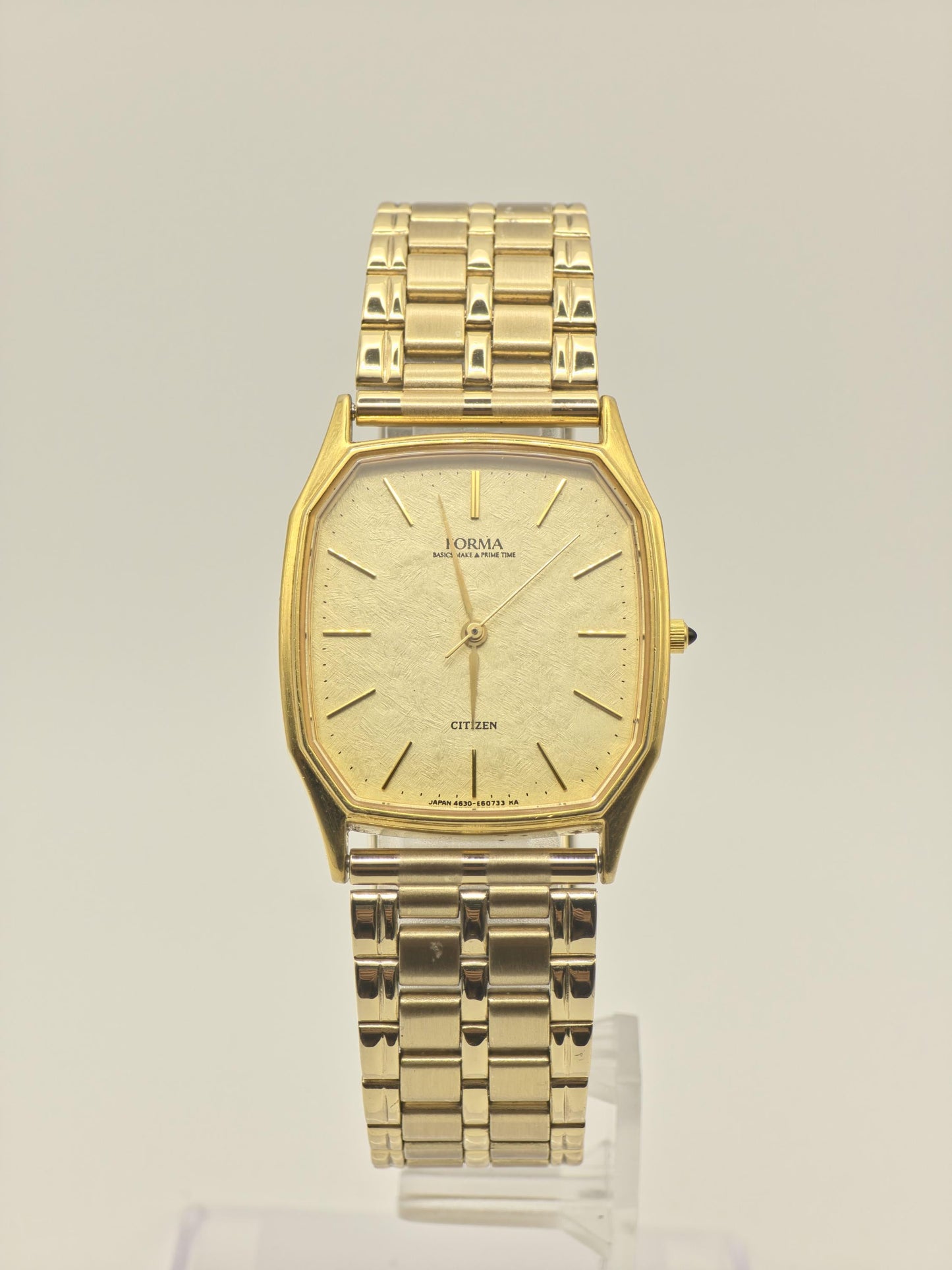 Citizen Forma Quartz Watch Gold Dial Gold Tone Square Case Men Vintage- 282