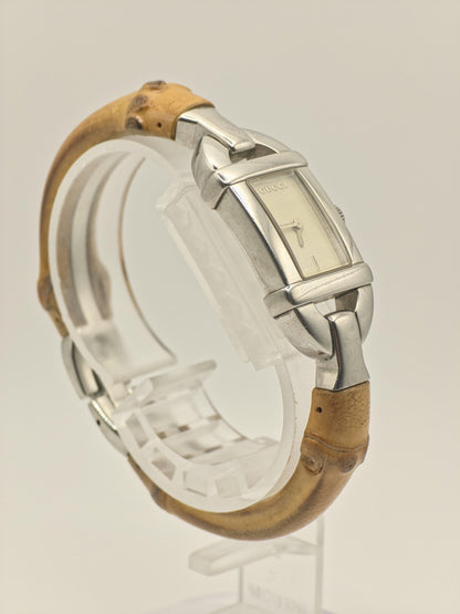 Gucci 6800L Women Watch Silver Dial Bamboo Style Swiss Made Vintage - 284