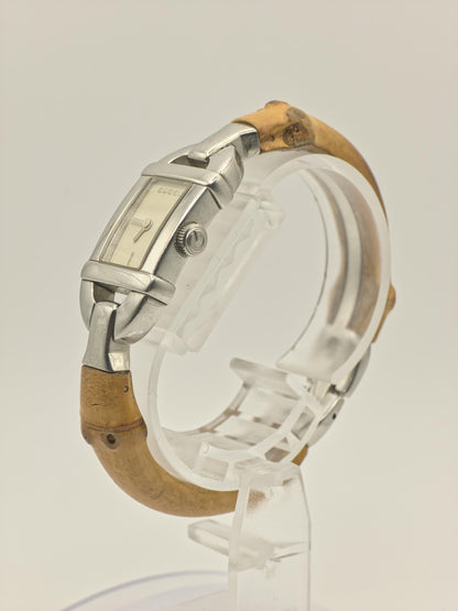 Gucci 6800L Women Watch Silver Dial Bamboo Style Swiss Made Vintage - 284
