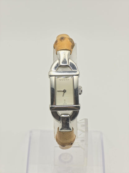 Gucci 6800L Women Watch Silver Dial Bamboo Style Swiss Made Vintage - 284