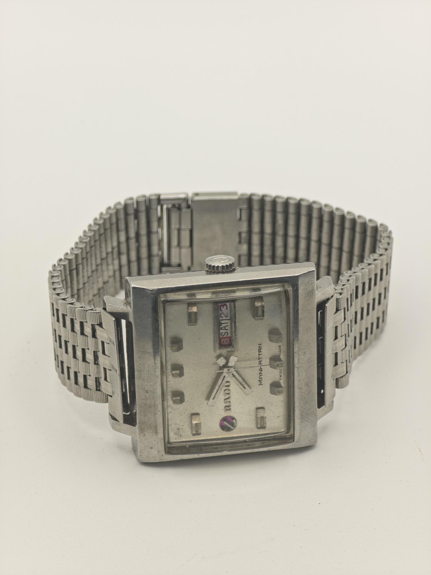 Rado Manhattan Automatic Day Date Square Dial Steel Bracelet Men | - 291