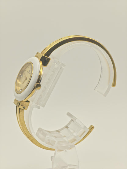 Hanowa Swiss Quartz Watch Gold Tone White Ceramic Bezel Women | - 295