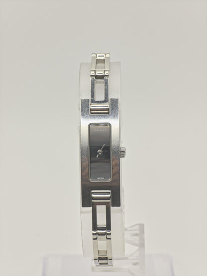 Gucci 1500L Women Stainless Steel Slim Bracelet Quartz Watch Black Dial | - 297