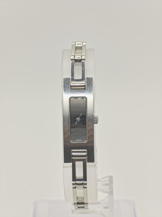 Gucci 1500L Women Stainless Steel Slim Bracelet Quartz Watch Black Dial | - 297