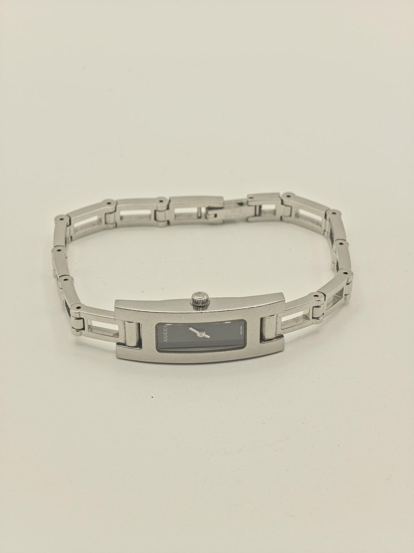 Gucci 1500L Women Stainless Steel Slim Bracelet Quartz Watch Black Dial | - 297