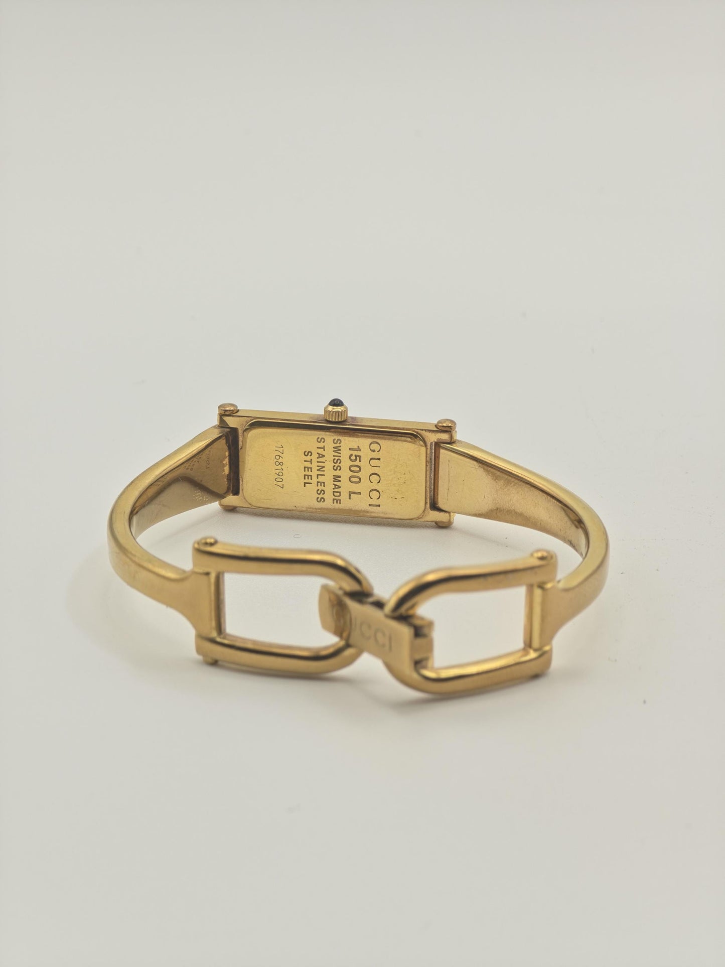 Gucci 1500L Women Gold Plated Slim Bracelet Quartz Watch Pink Dial Box | - 299