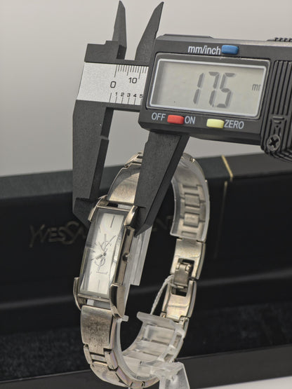 Yves Saint Laurent YSL Women Quartz Slim Bracelet Watch Silver Dial Box Tag | - 302