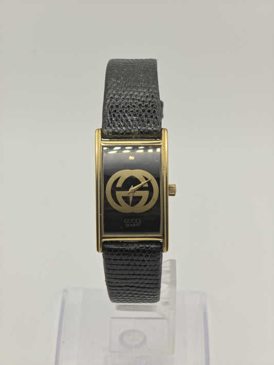 Gucci Quartz Women Black Dial GG Logo Gold Tone Case Classic | - 305