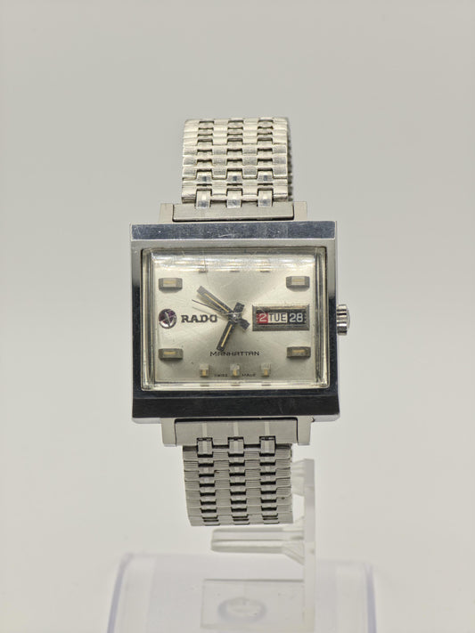 Rado Manhattan Automatic Day Date Men Vintage Steel Swiss Watch | - 309