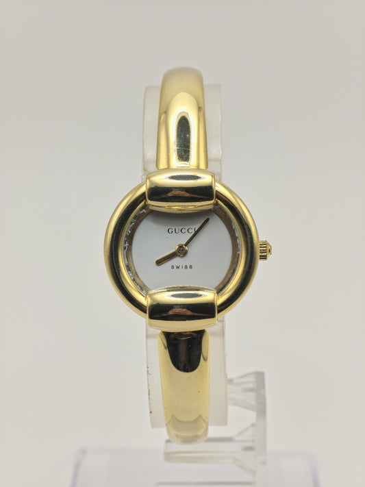 Gucci 1400L Gold Tone Bangle Women Vintage Quartz Watch Minimalist Swiss Made | - 315