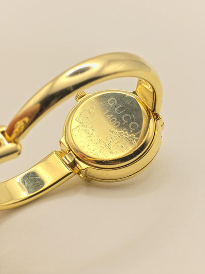Gucci 1400L Gold Tone Bangle Women Vintage Quartz Watch Minimalist Swiss Made | - 315