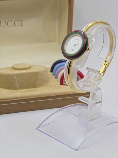 Gucci 1100L Gold Tone Bangle Women Vintage Quartz Watch Boxed | - 320