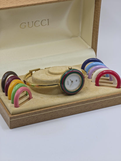 Gucci 1100L Gold Tone Bangle Women Vintage Quartz Watch Boxed | - 320
