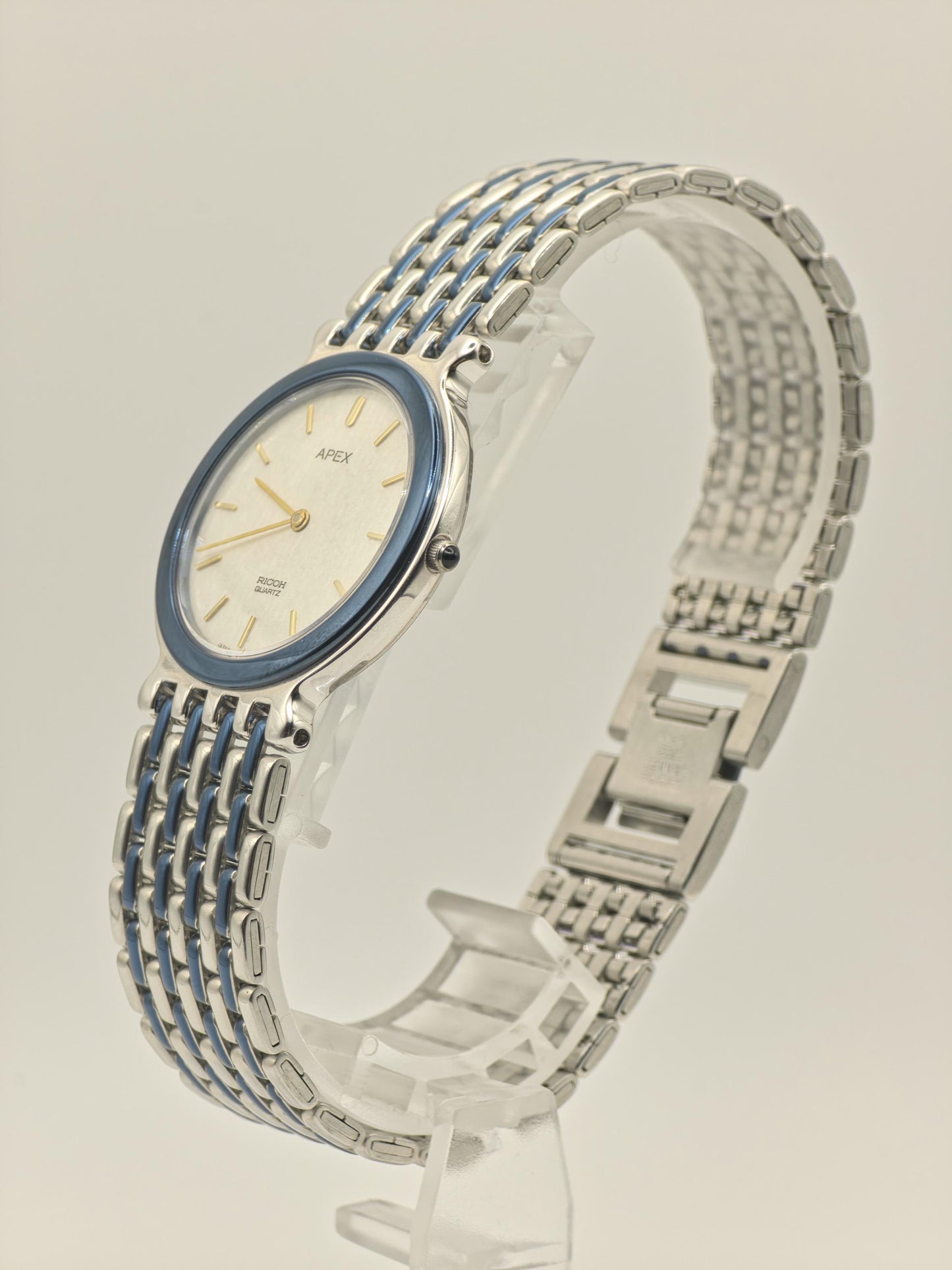 Apex Ricoh Quartz JWCII Stainless Steel Blue Accent Men Vintage Watch | - 321