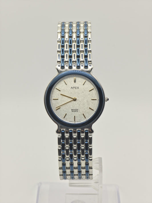 Apex Ricoh Quartz JWCII Stainless Steel Blue Accent Men Vintage Watch | - 321