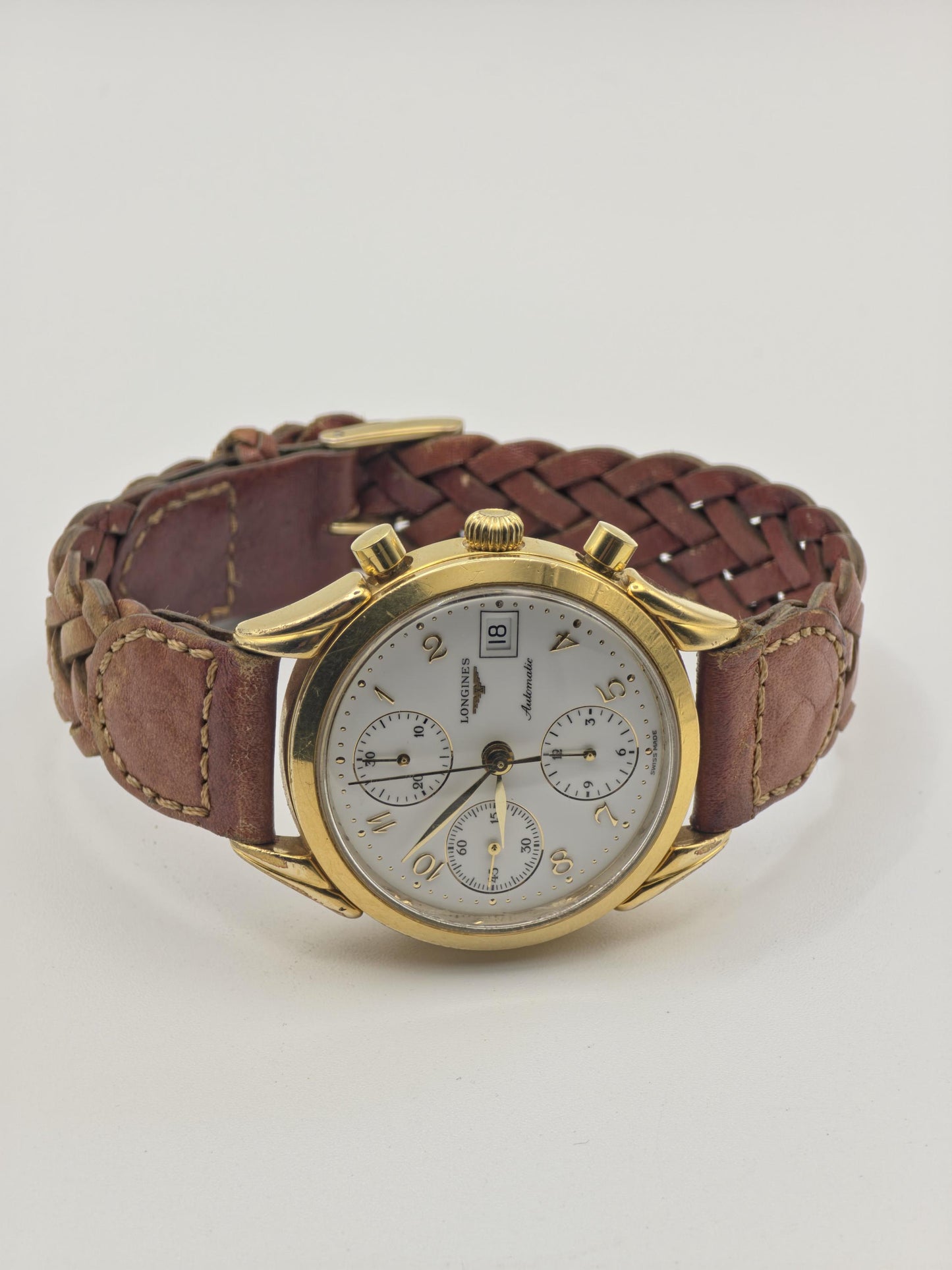 Vintage Longines Automatic Chronograph Men’s Watch Ref. L4 642 2 Gold Tone Swiss - 326