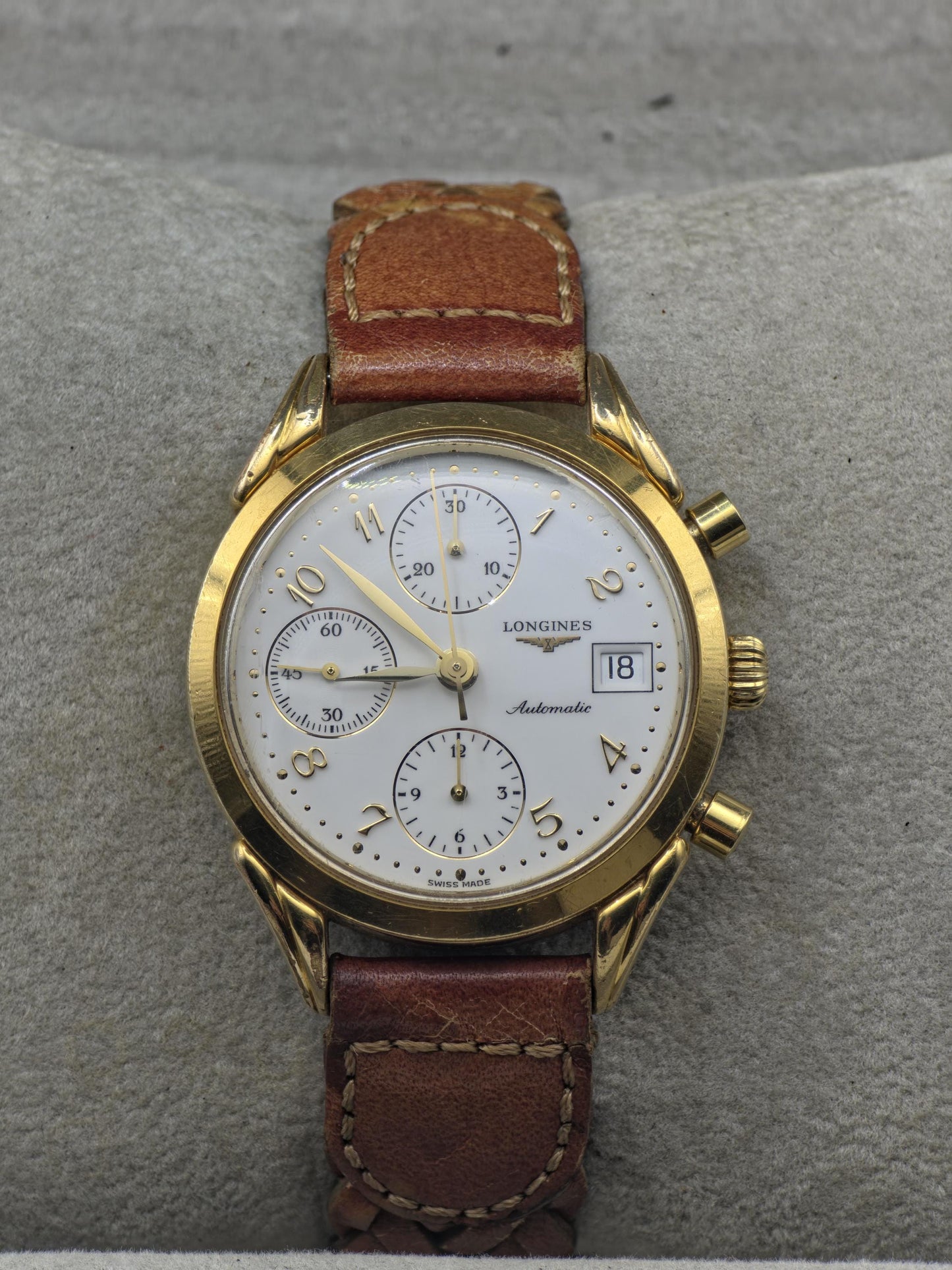 Vintage Longines Automatic Chronograph Men’s Watch Ref. L4 642 2 Gold Tone Swiss - 326