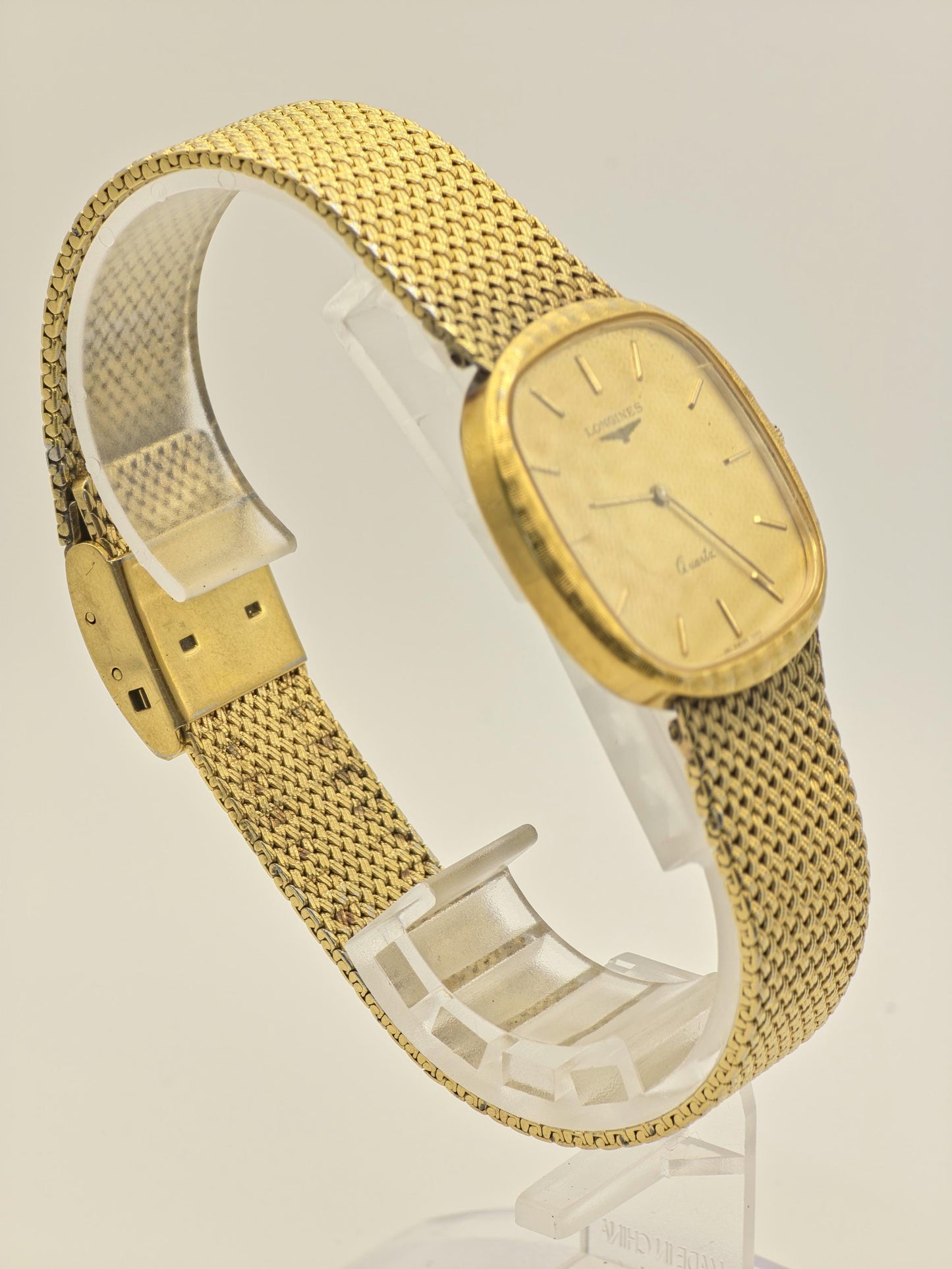 Vintage Longines Quartz Men’s Watch Gold Tone Textured Dial Swiss Made - 329