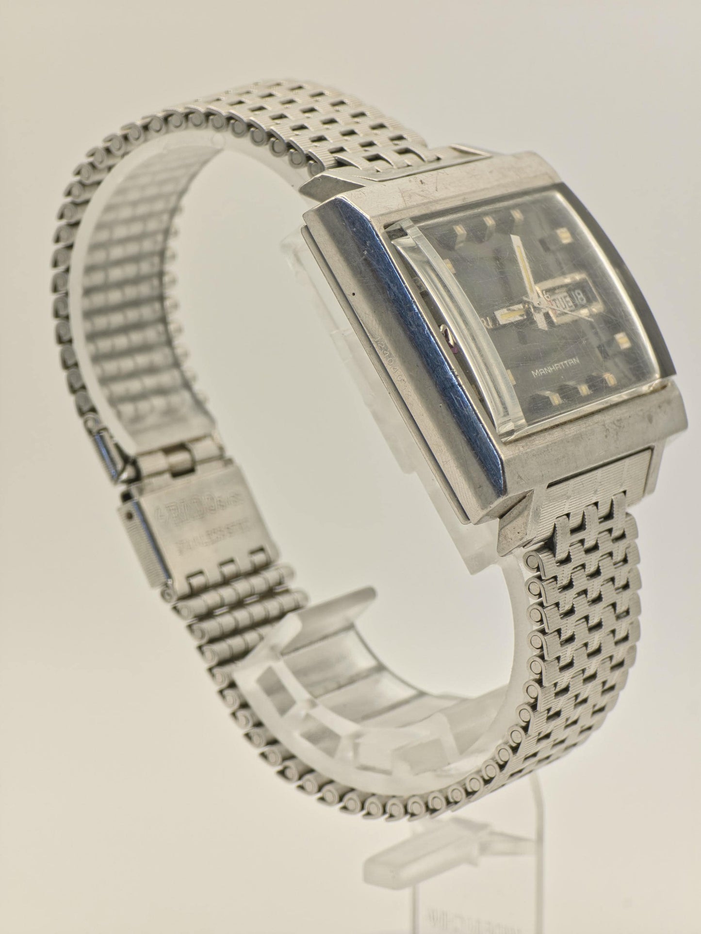Vintage Rado Manhattan Men’s Automatic Watch Day Date Square TV Dial Swiss Made - 330