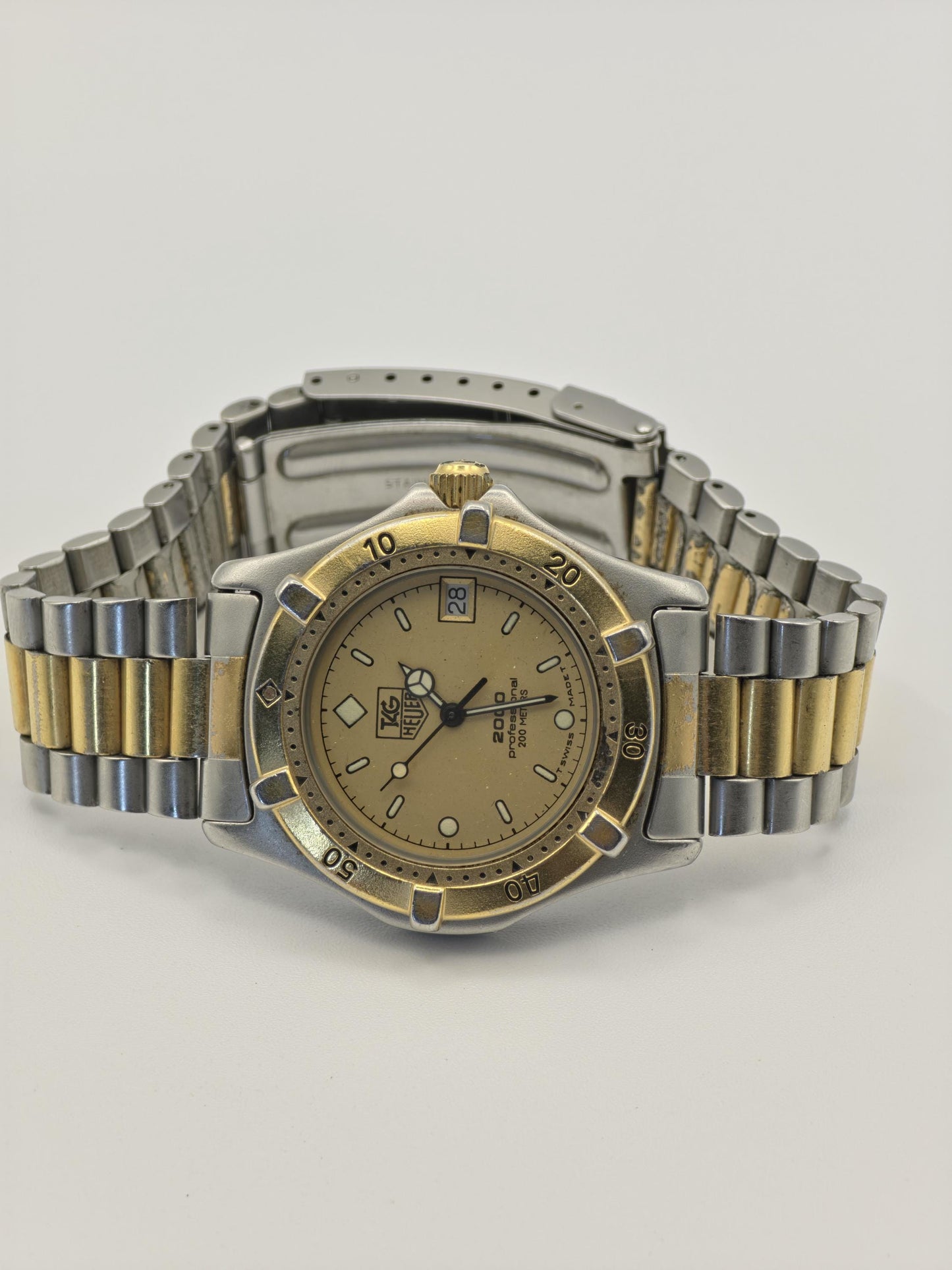 Vintage TAG Heuer 2000 Professional Unisex Watch Two Tone Quartz 200M Swiss Made - 331