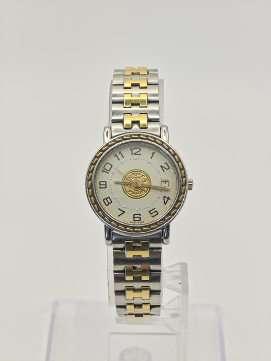 Vintage Hermès Women’s Watch Two Tone Stainless Steel Quartz Box Papers Extra Links - 334
