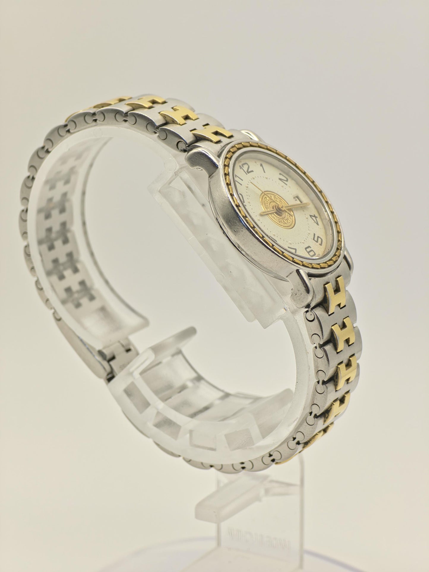 Vintage Hermès Women’s Watch Two Tone Stainless Steel Quartz Box Papers Extra Links - 334