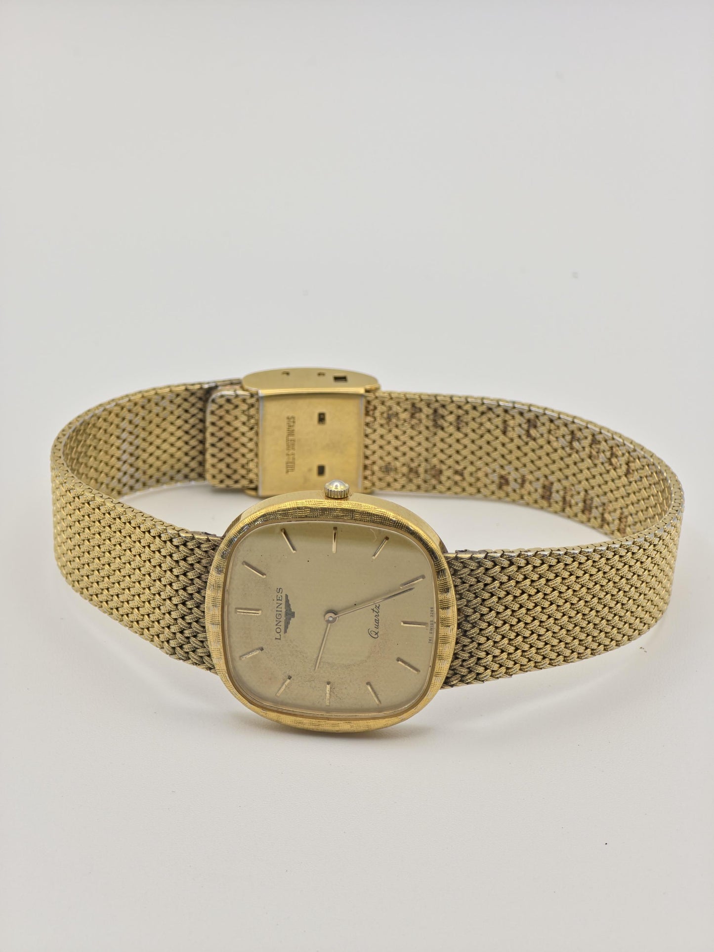 Vintage Longines Quartz Men’s Watch Gold Tone Textured Dial Swiss Made - 329