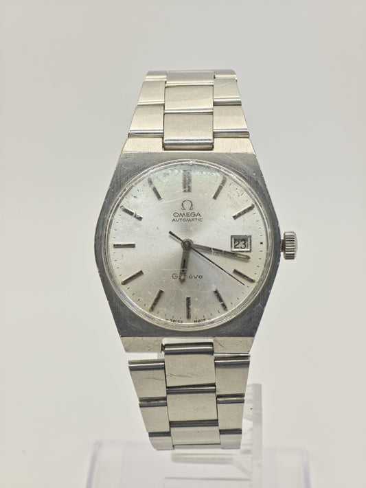 Vintage Omega Genève Men’s Automatic Watch Stainless Steel Date Swiss Made - 332