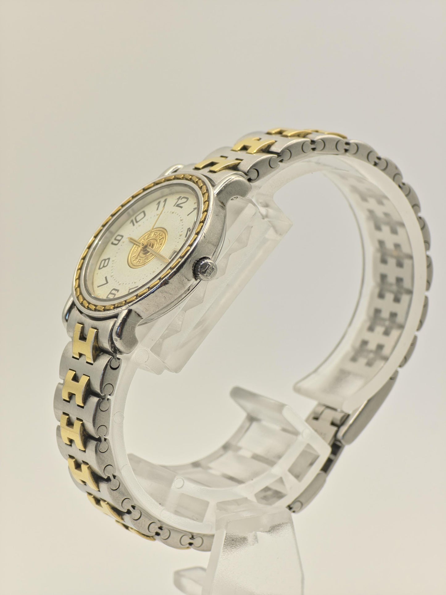 Vintage Hermès Women’s Watch Two Tone Stainless Steel Quartz Box Papers Extra Links - 334