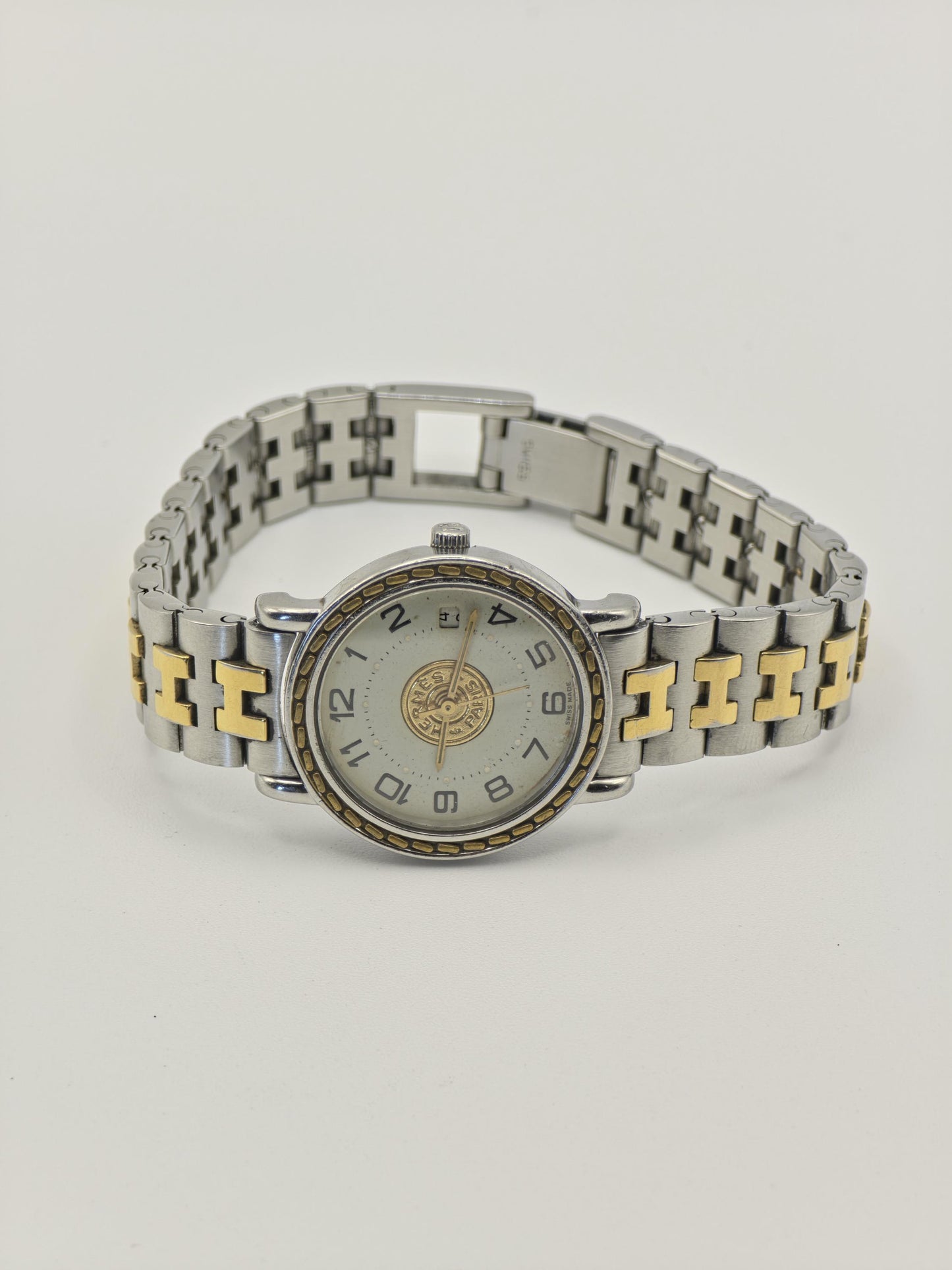 Vintage Hermès Women’s Watch Two Tone Stainless Steel Quartz Box Papers Extra Links - 334