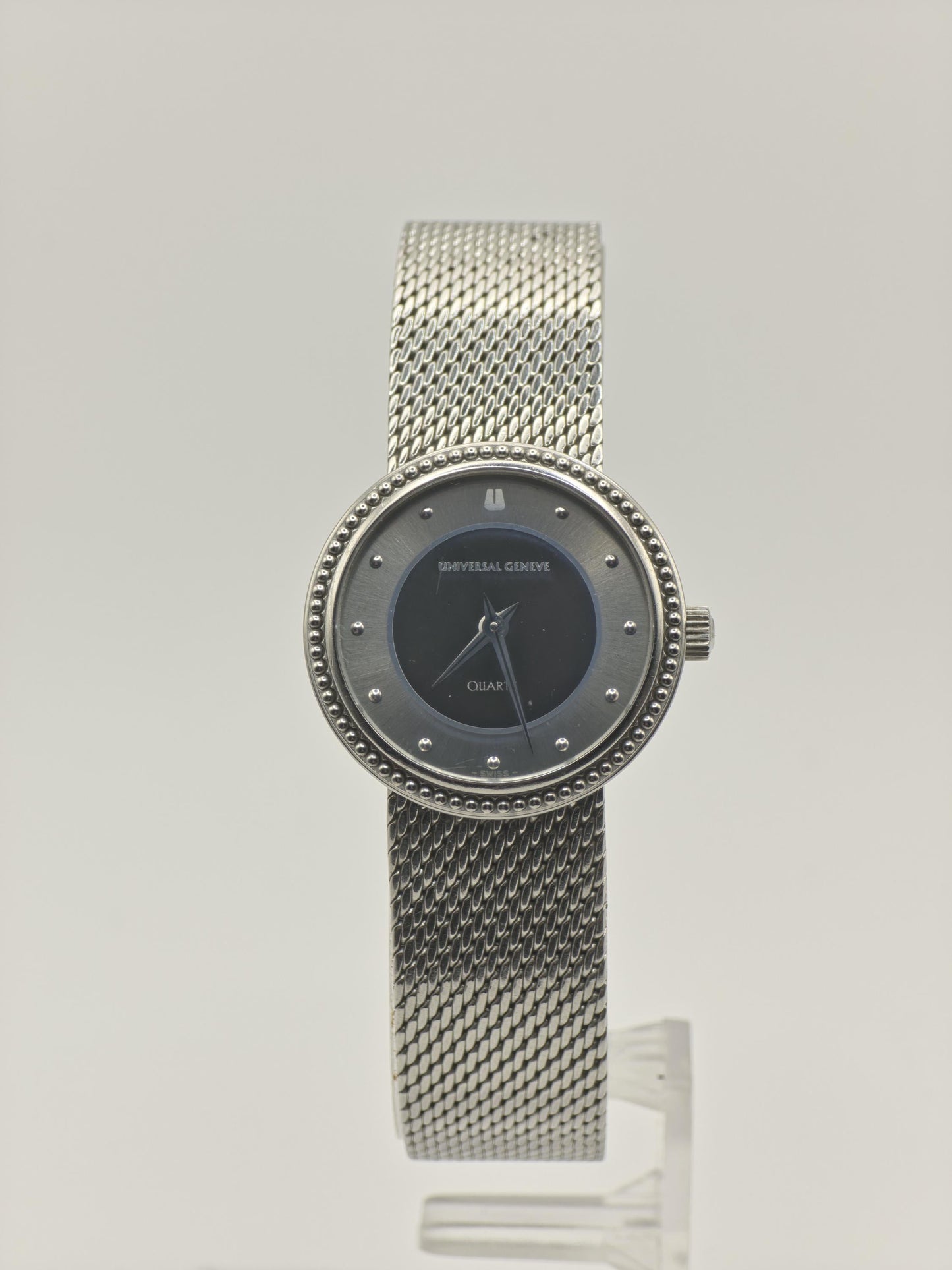 Vintage Universal Genève Women's / Unisex Watch Swiss Quartz Mesh Bracelet Silver Dial - 339
