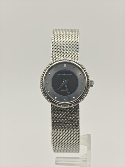 Vintage Universal Genève Women's / Unisex Watch Swiss Quartz Mesh Bracelet Silver Dial - 339