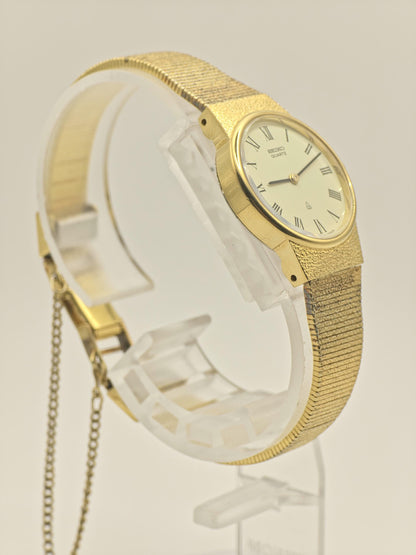 Vintage Seiko Women's Quartz Gold Tone Roman Dial Bracelet Watch Japan Made - 341