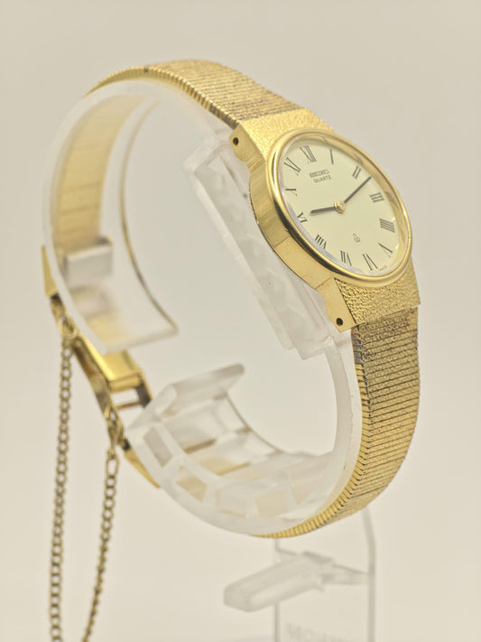 Vintage Seiko Women's Quartz Gold Tone Roman Dial Bracelet Watch Japan Made - 341
