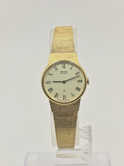 Vintage Seiko Women's Quartz Gold Tone Roman Dial Bracelet Watch Japan Made - 341