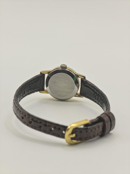 Vintage Omega De Ville Women's Gold Tone Dress Watch Manual Wind Leather Strap - 343