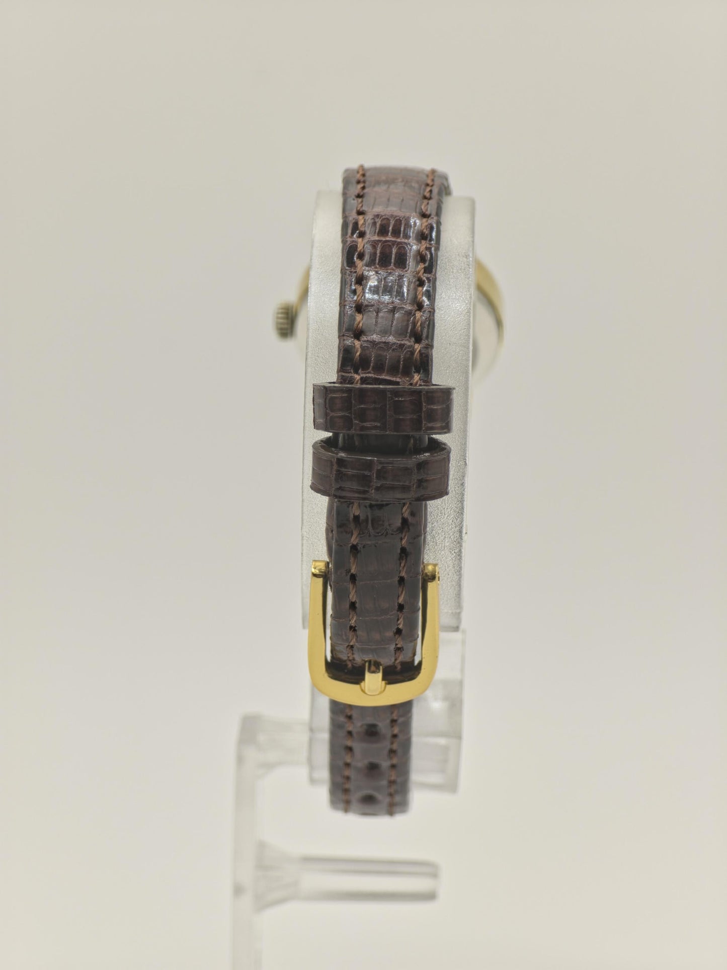 Vintage Omega De Ville Women's Gold Tone Dress Watch Manual Wind Leather Strap - 343