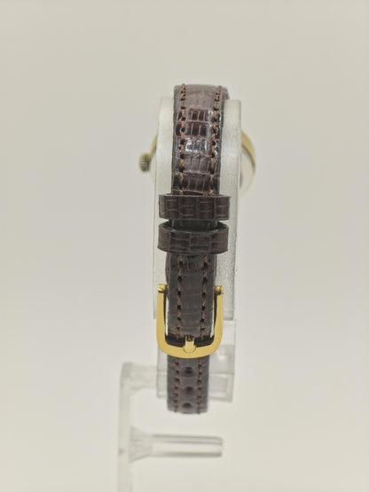 Vintage Omega De Ville Women's Gold Tone Dress Watch Manual Wind Leather Strap - 343