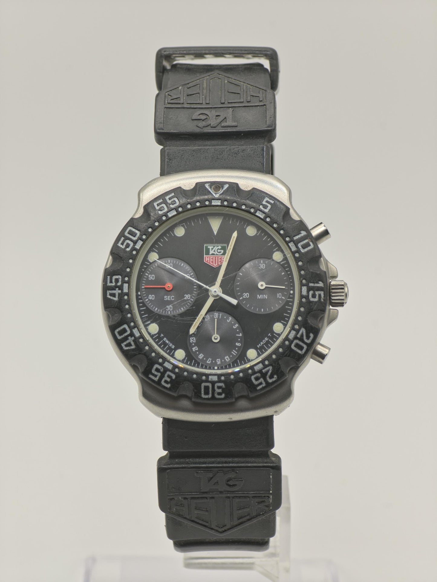 Vintage TAG Heuer Professional Chronograph Men's / Unisex Watch Black Dial Quartz - 345