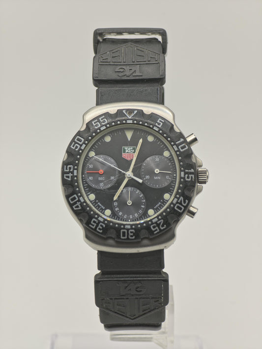 Vintage TAG Heuer Professional Chronograph Men's / Unisex Watch Black Dial Quartz - 345