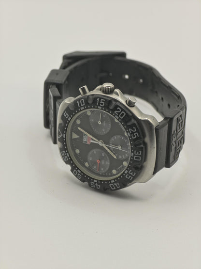 Vintage TAG Heuer Professional Chronograph Men's / Unisex Watch Black Dial Quartz - 345