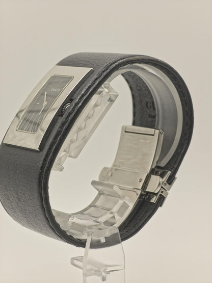Vintage Gucci 7800L Women's Black Dial Bangle Watch Swiss Quartz Designer Timepiece - 346