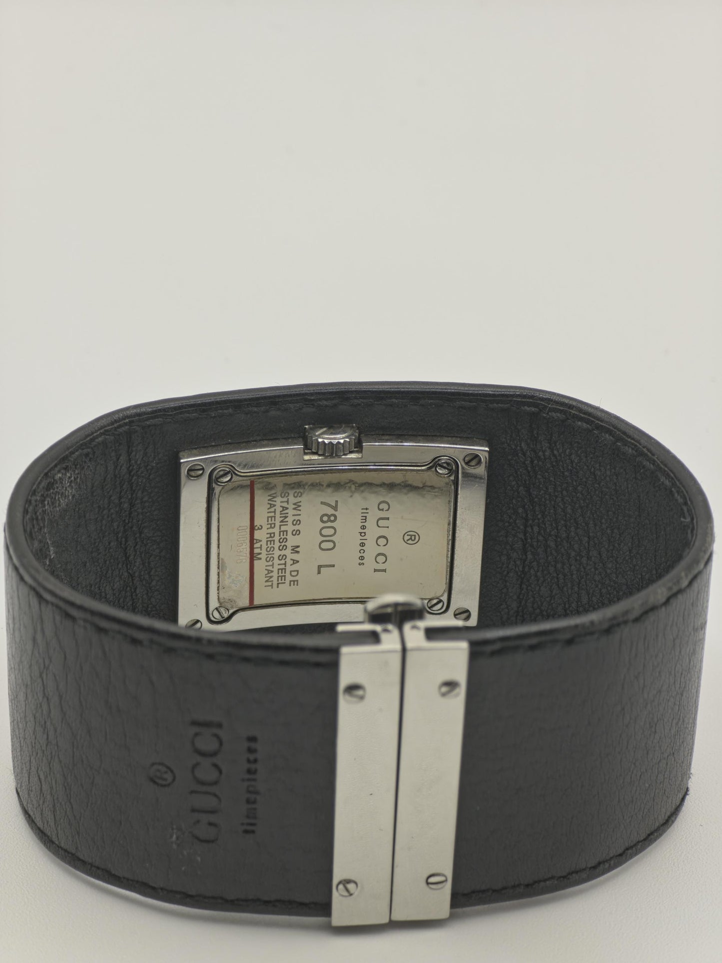 Vintage Gucci 7800L Women's Black Dial Bangle Watch Swiss Quartz Designer Timepiece - 346